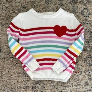 Little Sleepies Rainbow Stripe Heart Sweater- Size 2T